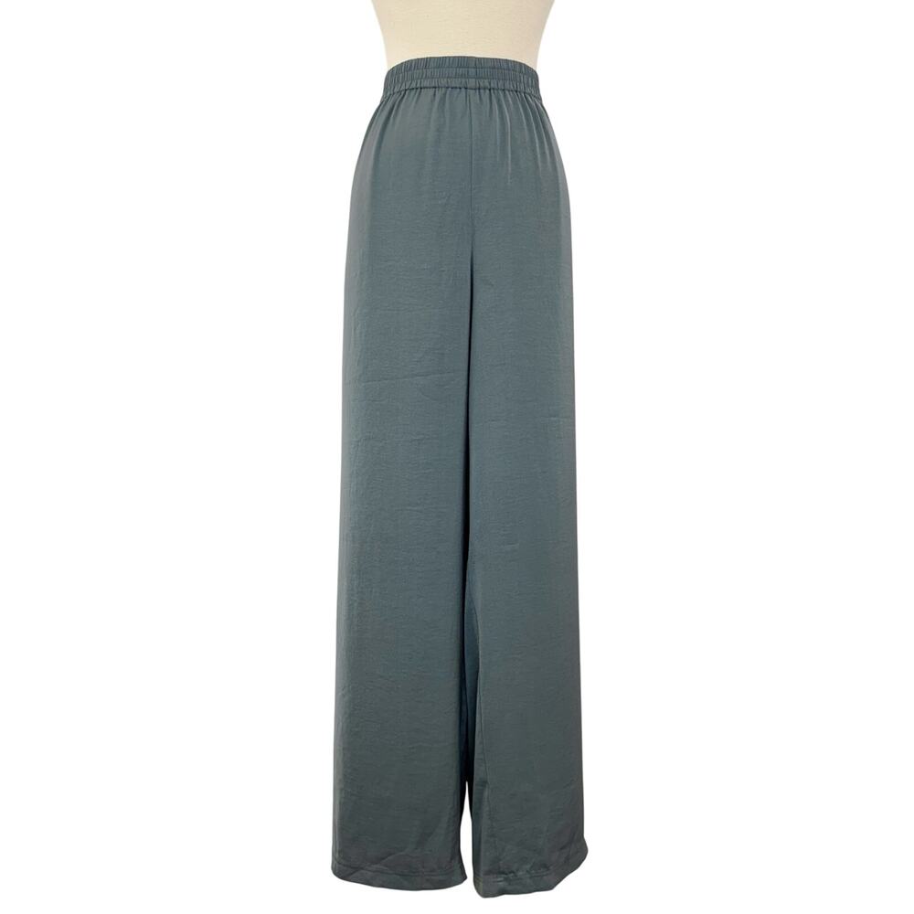 Barefoot Dreams Washed Satin Wide Leg Pants Dolphin Blue Size XL NWT